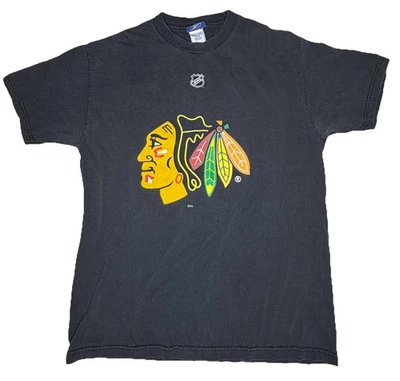 VINTAGE 2005 Eric Daze 55 Chicago Blackhawks Jersey Black Shirt Large REEBOK NHL - Image 1 of 4
