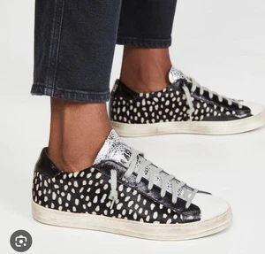 P448 John Calf Hair Spotted Sneaker Size 39.  - Picture 1 of 5