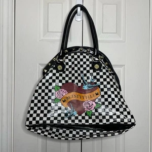Betsey Johnson Checkered Heart Tattoo Birds Roses Studded Bag - Picture 1 of 8