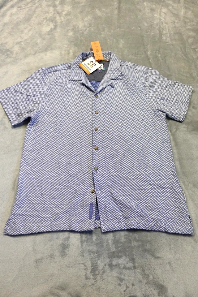 Sovereign Code Men's Size Large Blue Geometric Short Sleeve Button Up Shirt NWT - Image 1 of 4