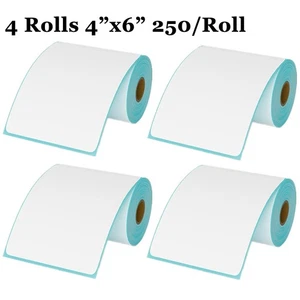 4 Rolls 4"x6" Direct Thermal Shipping Label 250/Roll for Zebra & Eltron Printer - Picture 1 of 11
