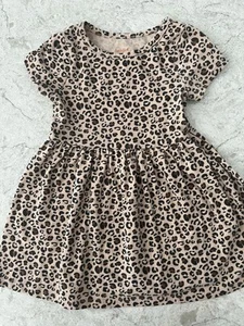 Cat & Jack Toddler Girl's Short Sleeve Dress Brown Cheetah Animal Print - 2T - Picture 1 of 5