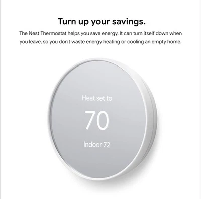 Google Nest Smart Thermostat 4th Generation Snow G4CVZ-US New Sealed Box Snow - Image 1 of 4