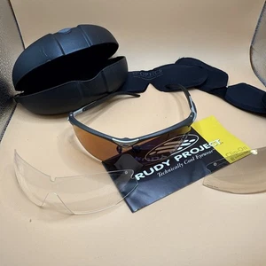 Rudy Project Cycling Sunglasses SN 82 19 Black, With Case And Extra Lenses - Picture 1 of 11