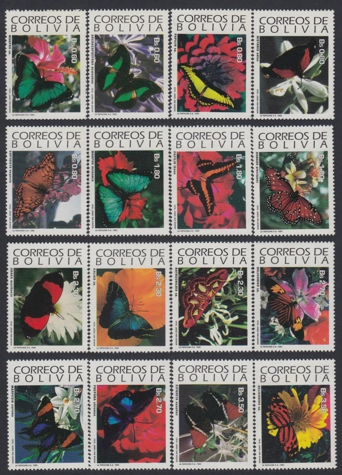 Bolivia 820/35 1993 Mariposas Mariposas MNH Foto 1 de 1