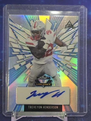 2022 Leaf Valiant Treveyon Henderson Blue Prismatic Auto 4/10 RC OHIO STATE - Image 1 of 2