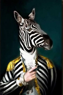 MQ-OP0710 fine handmade painted animal zebra portrait oil painting art on canvas