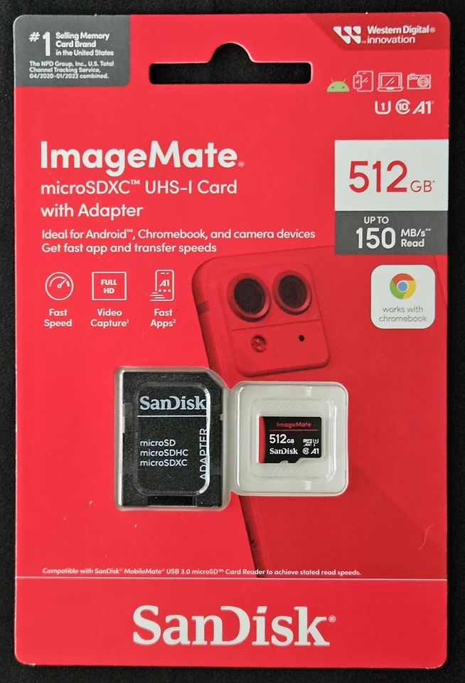 SanDisk ImageMate 512GB microSDXC UHS-I Memory Card – Class 10 High Speed - Image 1 of 2