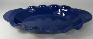 Bybee Blue Ruffled Serving Casserole Dish - Picture 1 of 9