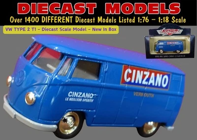 VW TYPE 2 SPLIT WINDOW VAN CINZANO VERMOUTH; VINTAGE UK MADE DIECAST SCALE MODEL — 第 1/4 张图片