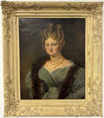 English School Portrait  Of Maria Reeves Oil On Canvas 19TH C-ry. - Image 1 of 4
