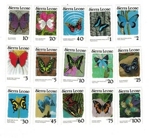 VINTAGE CLASSICS - Sierra Leone 859a-73a Butterflies DEFINITIVE - Set Of 15 -MNH - Imagen 1 de 1