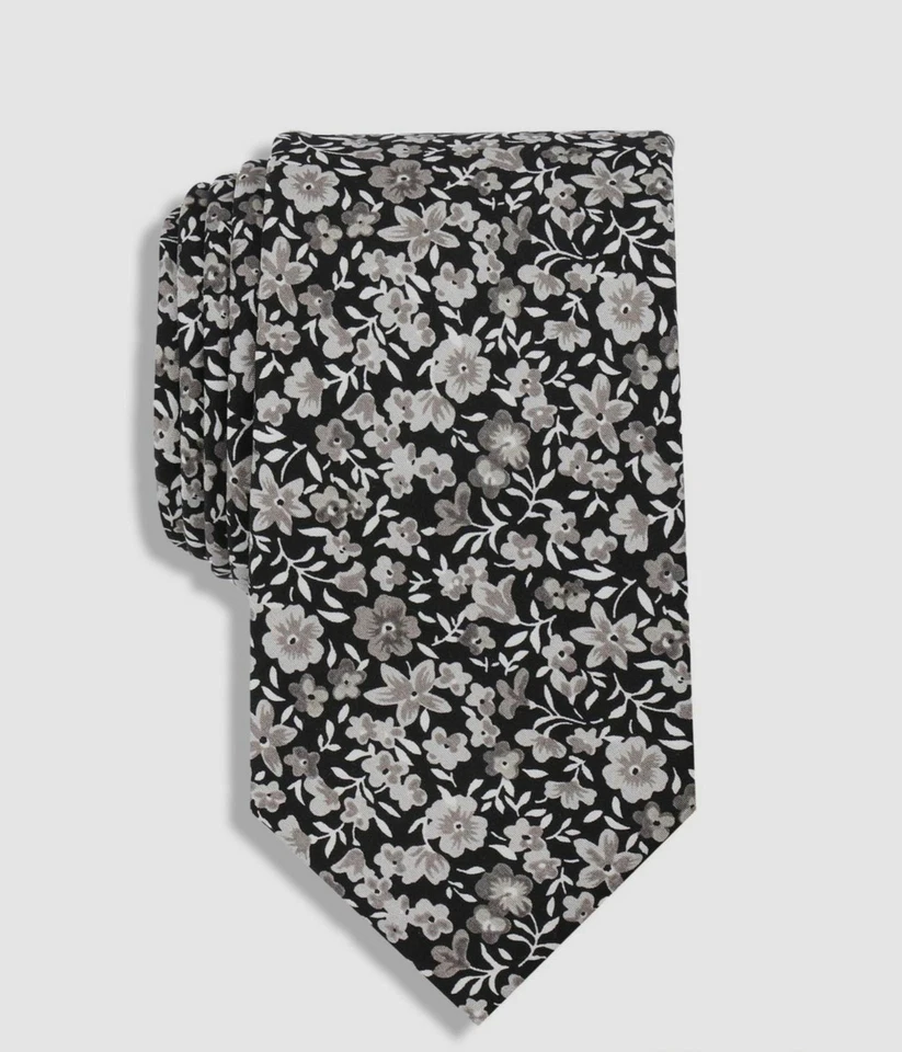 $55 Bar Iii Hombres Negro Floral Delgado Seda Corbata Autoatada Talla 57 x 2.5 Foto 1 de 1