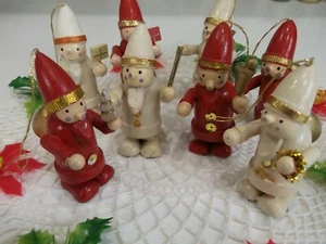8 Vtg SANTA Christmas Decorations.Ornaments~ Wooden~large 3.1~Germany?red/cream  - Picture 1 of 8