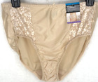 Bali Women's Hi-Cut Panty Brief 2X/9 Double Support Nylon Lace Beige DFDBHC