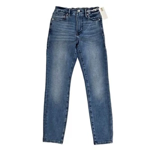 Good American Good Waist Crop distressed medium wash indigo 139 jeans size 2/26 - Picture 1 of 11