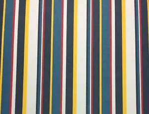 OMBRELLONE SURF STRIPE BREEZE GIALLO TEAL ROSSO BIANCO TESSUTO ESTERNO DA GIARDINO 54"W - Foto 1 di 6