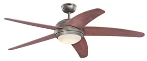 Ceiling Fan With LED Lamp and Remote Control Bendan Tin & Apple Wood 132 CM - Picture 1 of 5