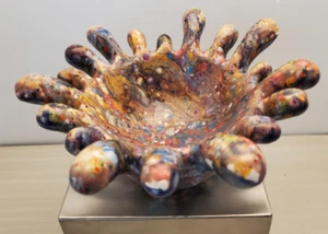 Unique Handmade Art Ceramic Pottery Bowl Liquid Drop Splash Dish - Picture 1 of 9