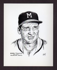 BOBBY THOMSON, Milwaukee Braves |1953-54 Marshall Merrell Portrait REPRINT 1990s
