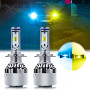 2X H7 36000LM LED Headlight Kit High Low Beam COB Bulb 3000K Yellow / 8000K Blue - Picture 1 of 11