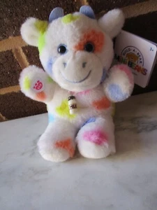 Build-A-Bear Mini Beans Pastel Cow 7 " Rainbow Color Spot-Choc.Milk Bottle Charm - Picture 1 of 4