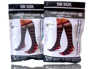 (2 pares) Calcetines de compresión SB SOX 20-30 mmHg talla mediana gris/púrpura para hombre o mujer - Imagen 1 de 6