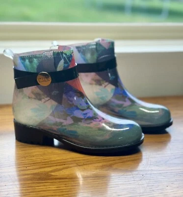 Botas de lluvia cortas florales abstractas multicolores para mujer NICOLE MILLER talla 7 Foto 1 de 4