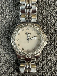 Fossil Women's Watch Crystals Rhinestone Bling Stainless AM3480 New Battery - Picture 1 of 6