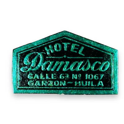 Etiqueta de equipaje de colección temprana escasa Hotel Damasco Garzón Alma del Huila Columbia Foto 1 de 3