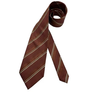 HUGO BOSS Brown Striped Silk LUXURY Tie ITALY - Picture 1 of 4