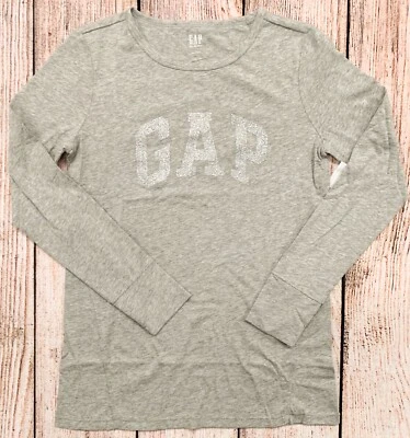 GAP Women S  Long Sleeve Arch Glitter Logo Soft Jersey T-Shirt Top NWT - 849530 - Image 1 of 4