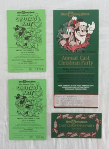 Walt Disney World Annual Cast Christmas Party Admission Tickets 1980 & 1988 - Picture 1 of 5