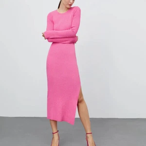 Womens Round Neck Split Knit Dress Autumn Fashion High Waist Tight Dress - Picture 1 of 8