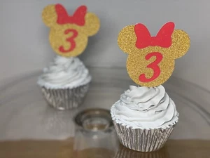 24Pcs CupcakeTopper Minnie Mouse Birthday Cake Special Occassion Party Custom - Picture 1 of 10