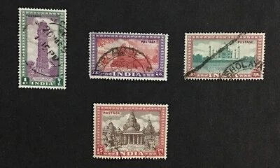 India - 1949 VF Used Sc# 218-220, 222,  (W33) - Image 1 of 2