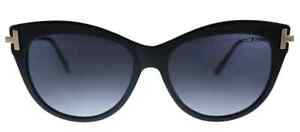 Tom Ford Kira TF821 01D Black Satin Cat Eye Sunglasses Plastic Frame 56-16-140