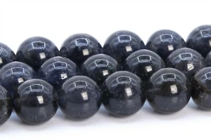 8-9MM Genuine Natural Dark Blue Iolite Beads Grade A+ Round Gemstone Loose Beads - Picture 1 of 4