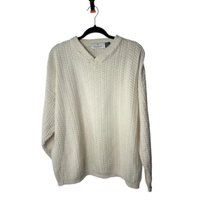 Suéter Y2K Bill Blass Pescador Grueso Tejido Cuello en V L De Colección Enmarcado a Mano EE. UU. - Imagen 1 de 5