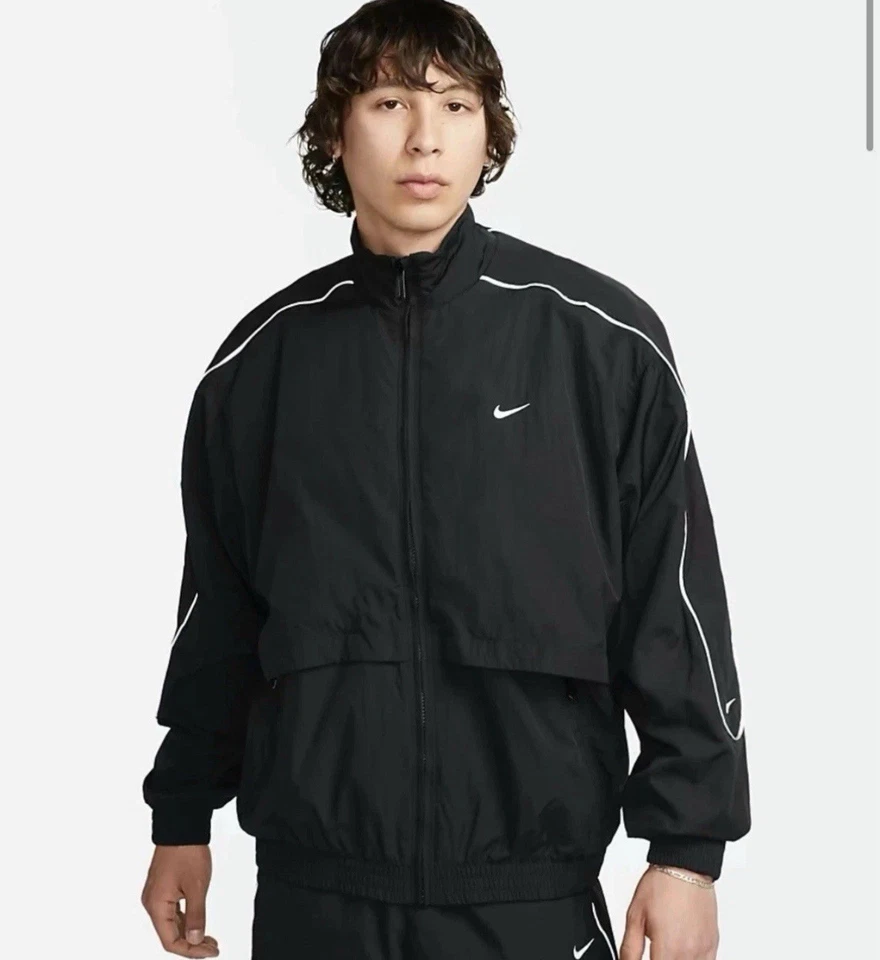 Nike Sportswear Solo Swoosh Woven Track Jacket Mens Large FB8622-010 L