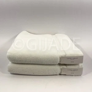 Toallas de baño Laura Ashley 100 % algodón 2 piezas blancas nuevas - Imagen 1 de 6