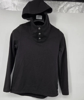 The North Face Hoodie Womens Small Black Snap Neck Fleece Pullover Side Snaps - Image 1 of 4