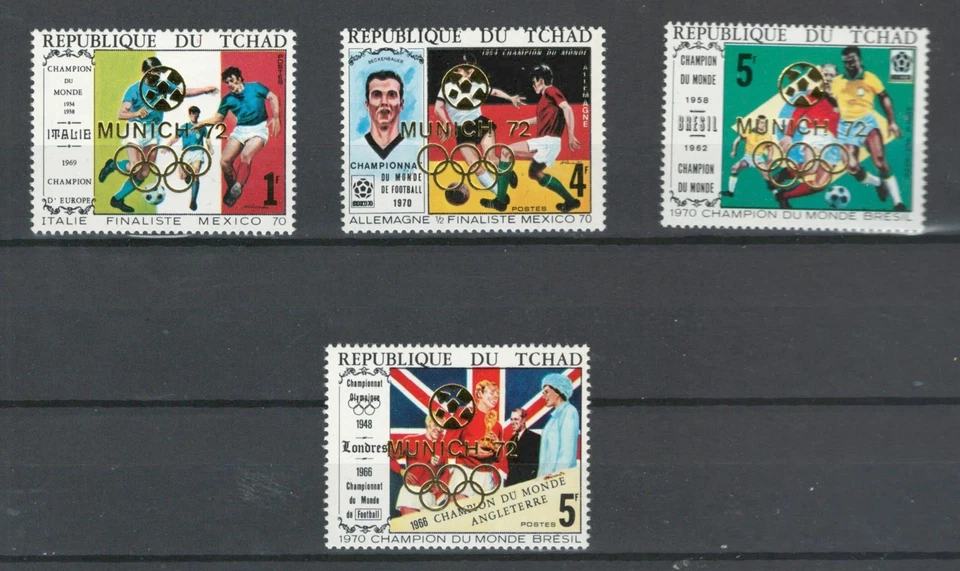 CHAD FRENCH COLONIES AFRICAWILDFOOTBALL SOCCER MNG SET LOT(TCH 61) - Image 1 of 1