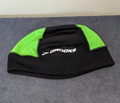 Brooks Infiniti Beanie Mens One Size Cycling Running Black Green Logo Skull Cap - Image 1 of 4