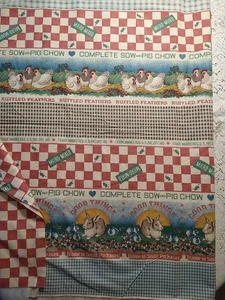 LOT of 2 Sharon Kessler Chicken Bunny Sow & Pig Chow Cotton Fabric 1/2 yd each - Picture 1 of 10