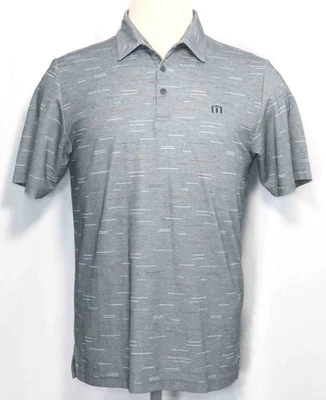 Travis Mathew Gray Striped Pima Cotton Polyester Golf Polo Shirt Mens Size Med - Image 1 of 4