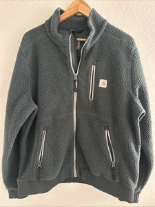 Carhartt Sherpa Jacket Youth XL 16-18 Green Fleece Zip-Up Kids Fall Outdoors - Picture 1 of 7