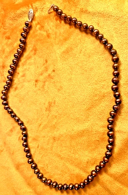 "Collar de perlas vintage JCM Jacmel Mauricio bronce marrón 18"" broche de 10 k/chocolate" Foto 1 de 4