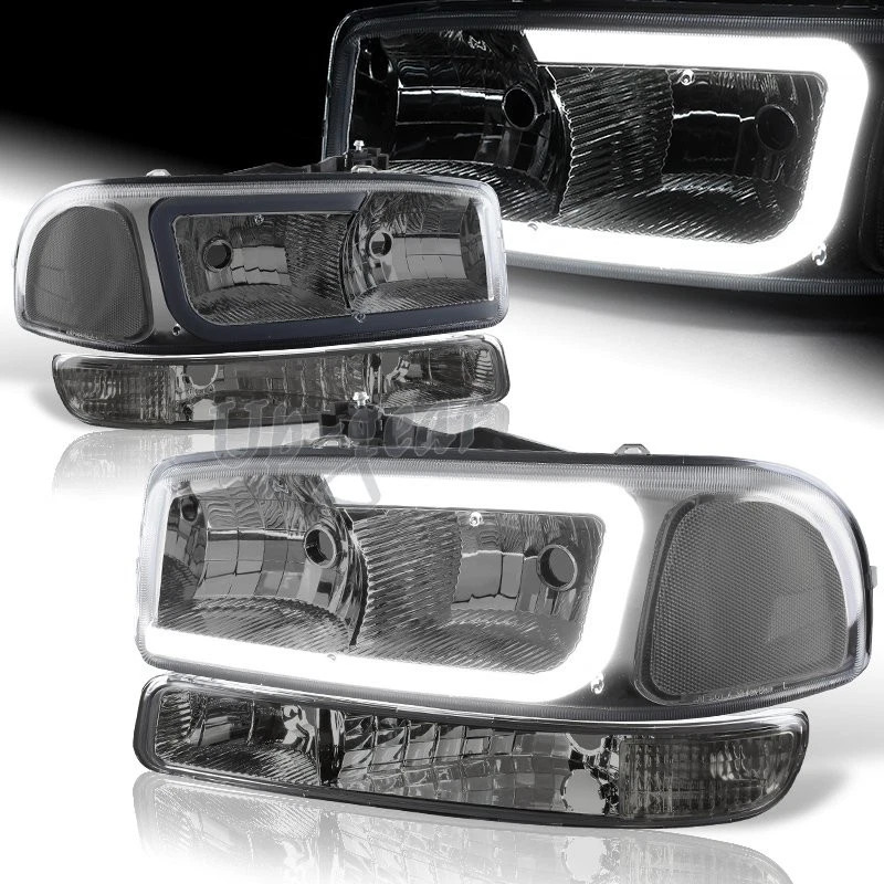 Faros LED transparentes contra humo para GMC Sierra 1500 2500 G2 1999-2006 + parachoques 4 piezas Foto 1 de 4