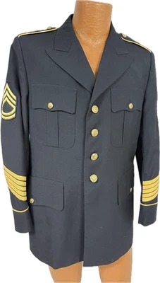 Vestido Ejército de Estados Unidos Azul 450 Abrigo de Servicio Para Hombres 42R Chaqueta ASU Rango E-7 SFC Foto 1 de 3